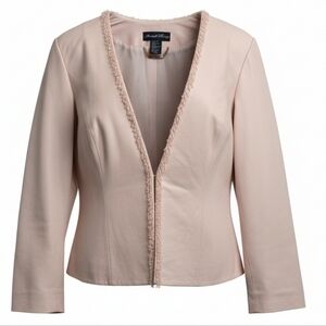 Russell Kemp Vintage Light Pink  Leather Blazer with Fringe Detail